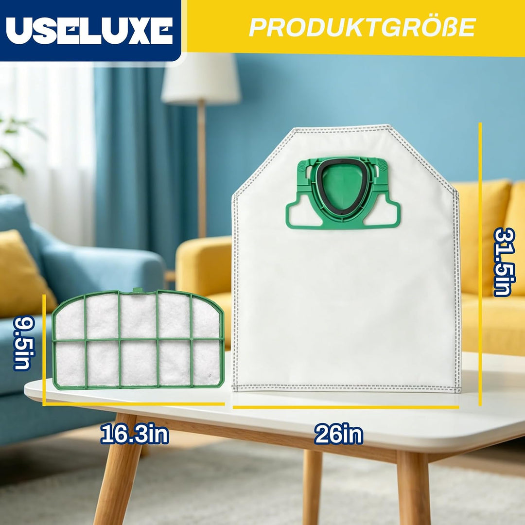 12 Stück VK200 Staubsaugerbeutel und 4 VK200 Fliter für Vorwerk VK200 FP200, aus Vliesstoff vk200 ba