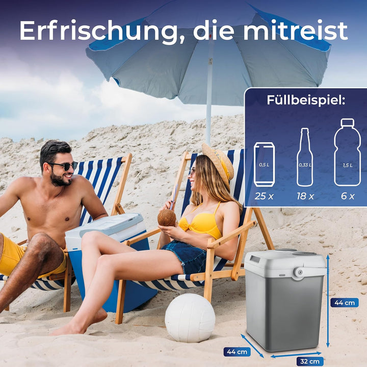 KLAMER elektrische Kühlbox, Kühlbox mit Kühl- und Warmhaltefunktion, 2 Anschlüsse: 230V &amp; 12V für Zi