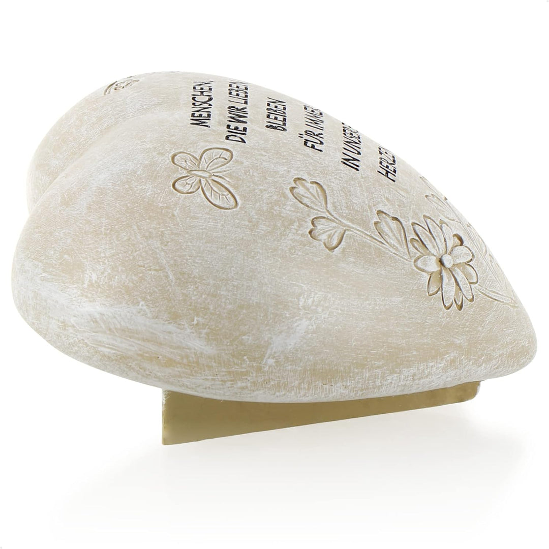 com-four® Grab-Dekoration in Herz-Form - Gedenkstein mit Aufschrift - wetterfester Grabschmuck mit S