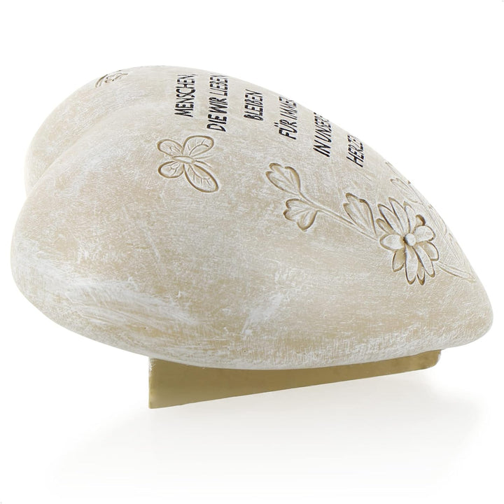 com-four® Grab-Dekoration in Herz-Form - Gedenkstein mit Aufschrift - wetterfester Grabschmuck mit S