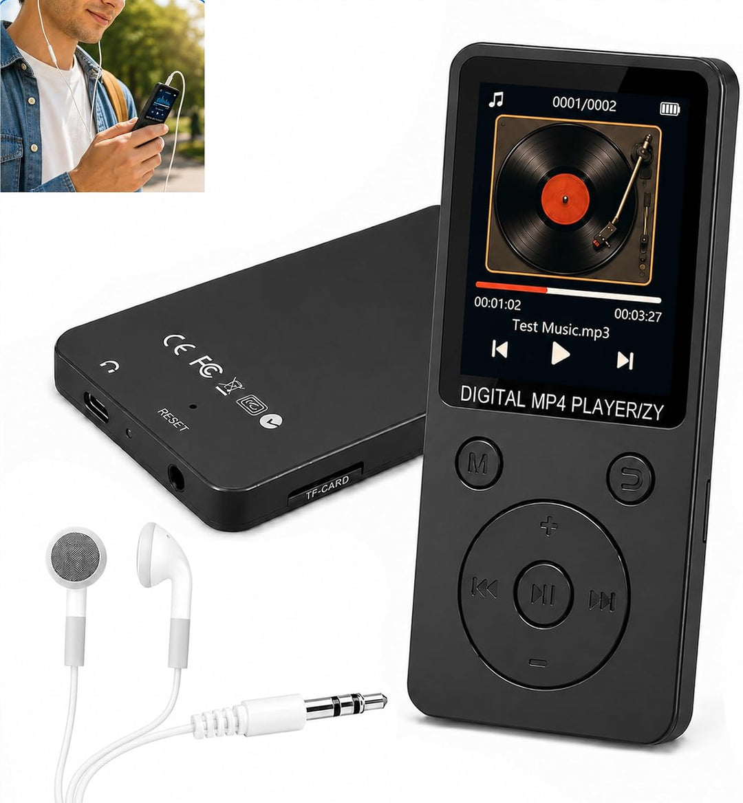 MP3 Player 32GB Bluetooth 5.0 mit Lautsprecher für 1,8"" Bildschirm