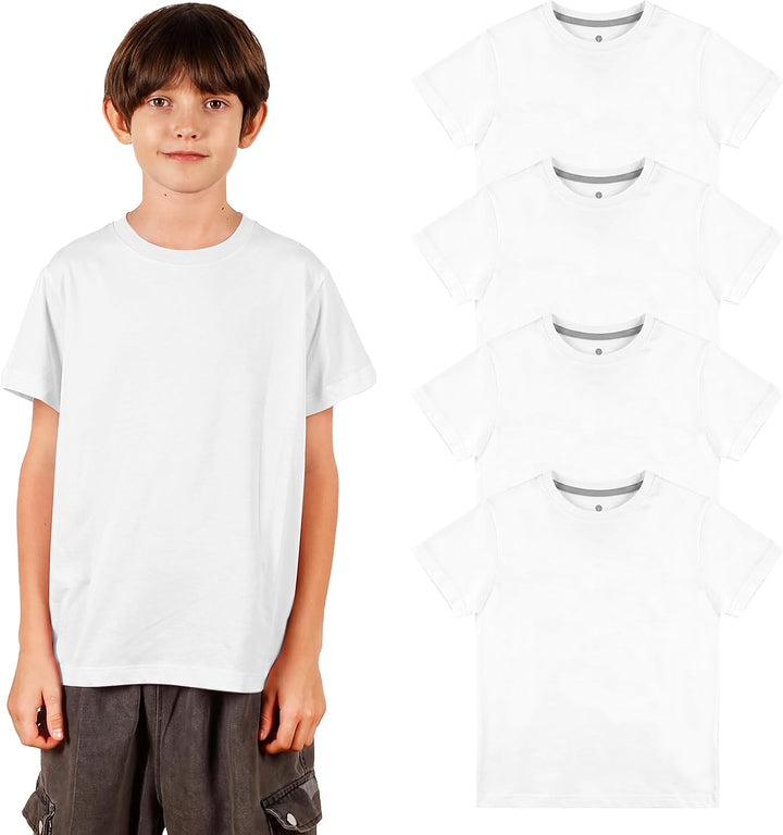 LAPASA Kinder T Shirt 100% Baumwolle 4er Pack Unisex 3-13 Jahre/ 95-165 Jungen Jungs Sport Tshirt K0