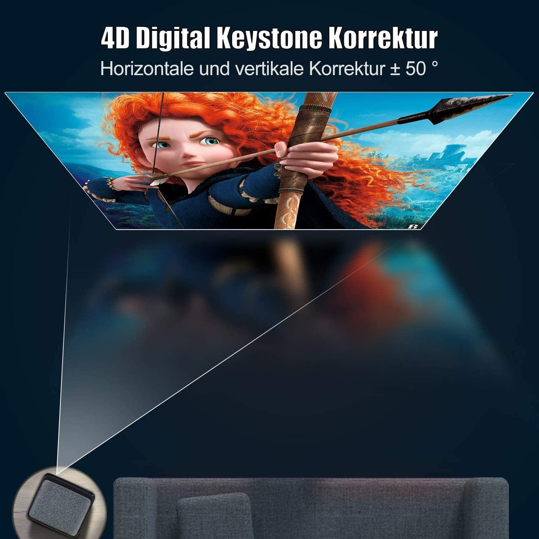 Beamer, Full HD 1080P 9500 Lumen Beamer 5G WiFi Bluetooth Beamer Unterstützung 4K Video, LED Heimkin