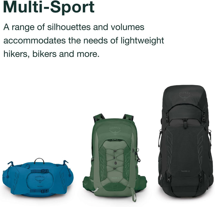 Osprey Talon 26L Herren Leichter Wanderrucksack mit Hüftgurt, Schwarz/Kohlegrau 26L - Standard Fit S