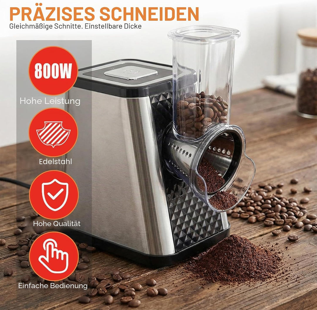Gemüseschneider Elektrisch 5-in-1, 500W Elektrischer Gemüsehobel mit 5 Edelstahl-Klingen für Käse, G