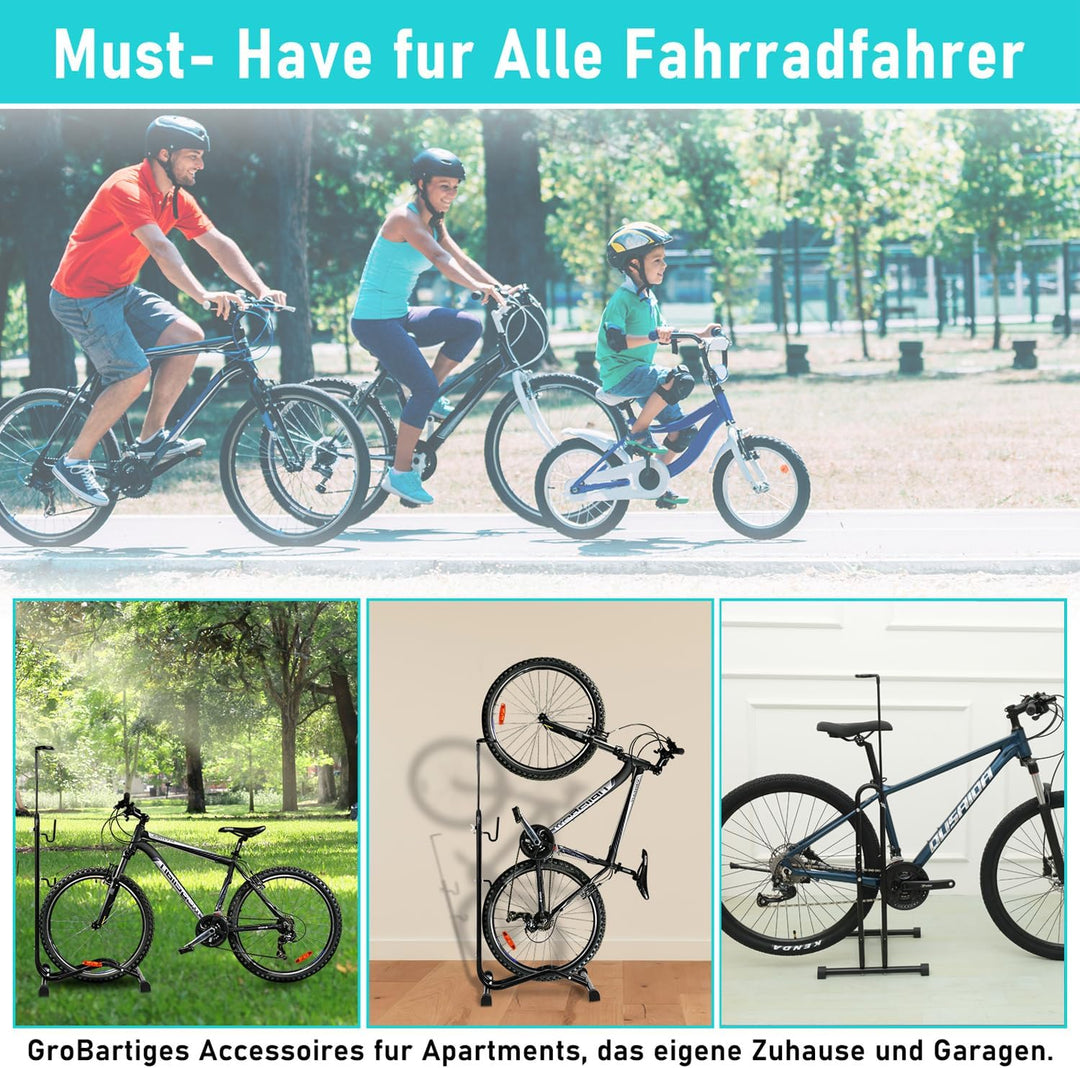 3 x Fiqops 3 in 1 Fahrradständer Boden 20 bis 29 Zoll, Fahrräder Wartungsständer waagerecht und senk