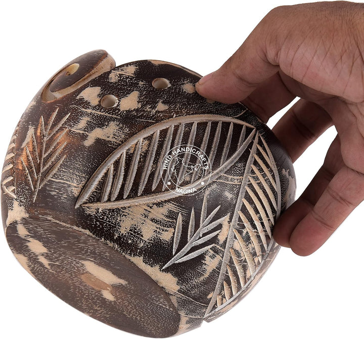 Hind Handicrafts Hochwertige, massive, dunkele, handgefertigte Holzschale, tragbar, antikes Garn, Au