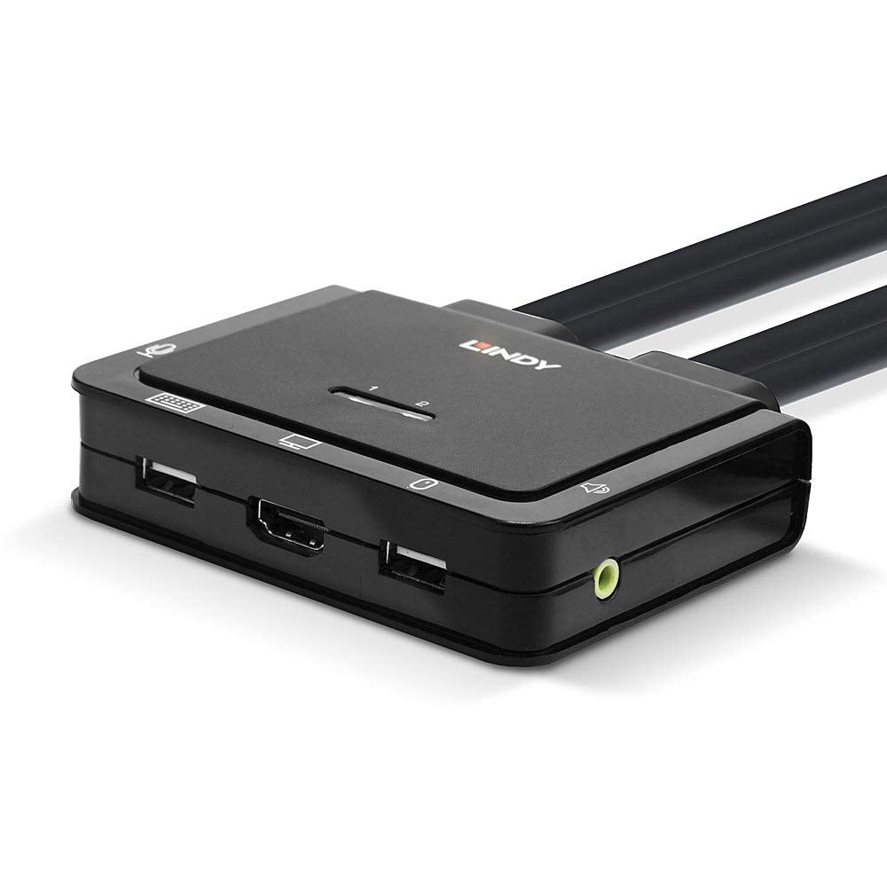 LINDY 42347 2 Port HDMI 18G, USB Typ C, USB 2.0 &amp; Audio Cable KVM Switch HDMI 18G, USB Typ C, USB 2.