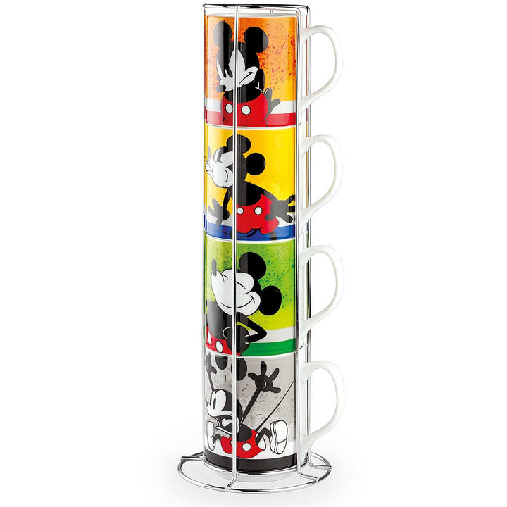 Egan 4 Teilig Stapelbare Mug Set Mickey I Am + Metalrack ML. 350 PWM21I/4AM Mehrfarbig