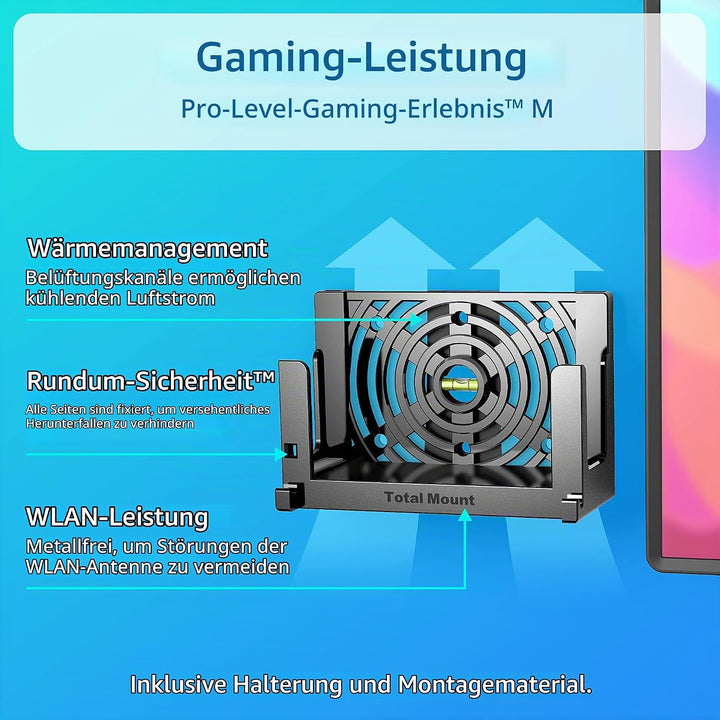 TotalMount Wandhalterung für Nintendo Switch / Switch OLED Konsole mit Hitze Management und Sicherhe
