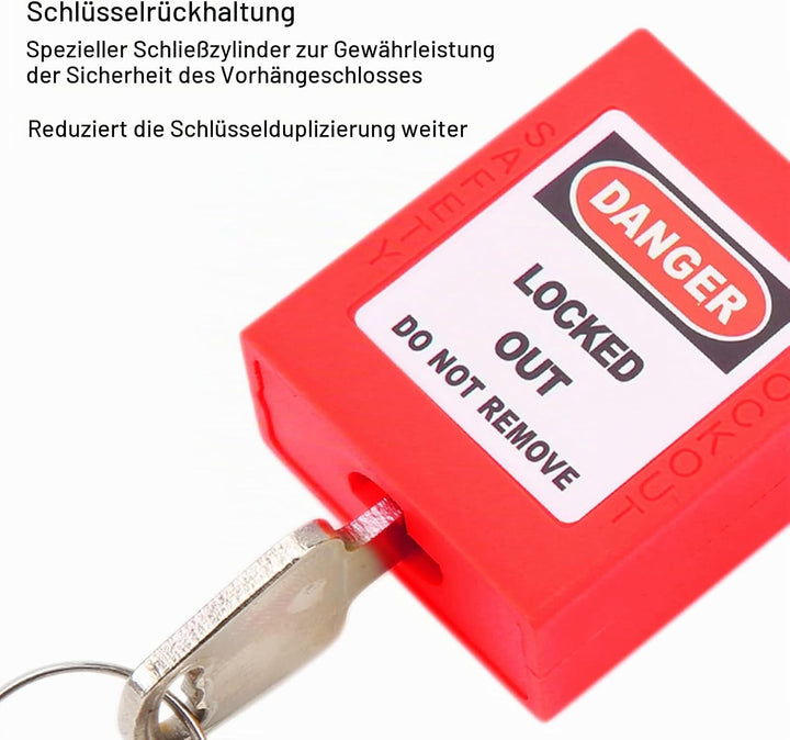 Sicherheits Vorhängeschlösser Set, 10er, 38 Mm, Sicherheitsverriegelung, Nylon-Verriegelung, Tag-Out