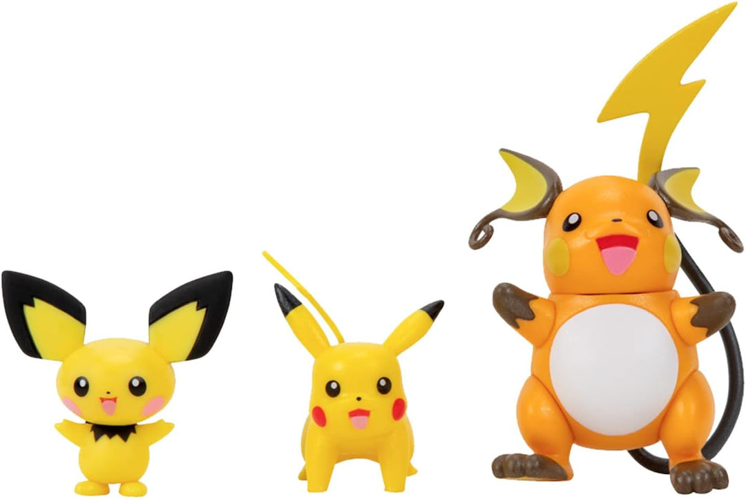 BANDAI - Pokémon – Evolutionspaket Pichu, Pikachu &amp; Raichu – Figur Pichu 5 cm + Pikachu 8 cm + Figur