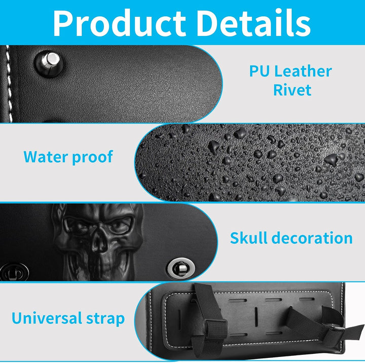 YHTIMIOX Universal Motorrad 3D Skull Tool SaddleBags Front Fork Handlebar Bag PU Leder Sissybar Aufb