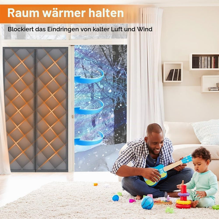 flintronic Magnet Wärmeschutzvorhang für Türen, 90x200cm Thermo Türvorhang, Lsolier Schutz Vorhang,