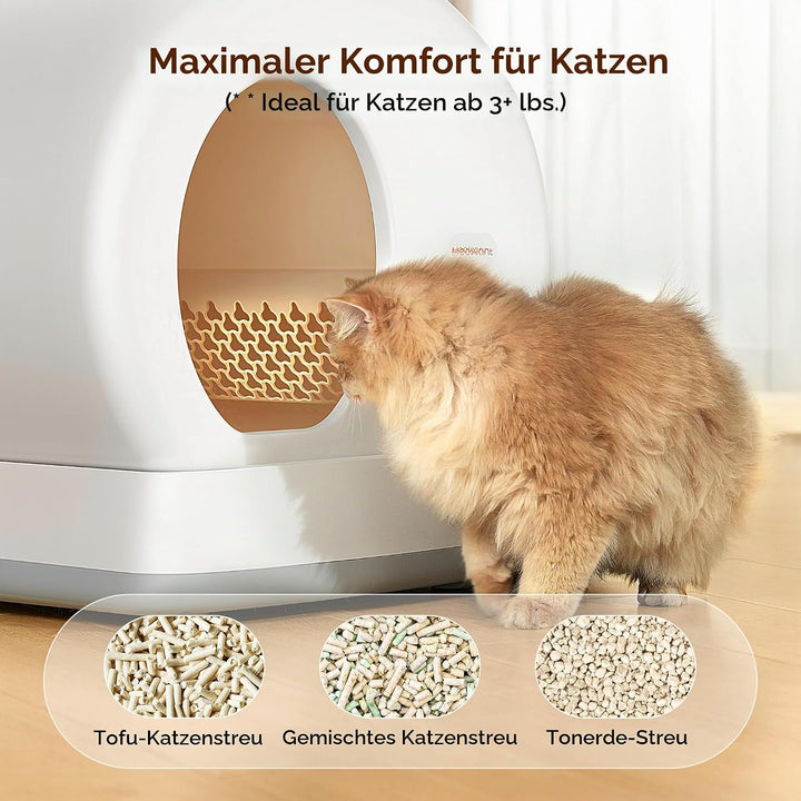 MeoWant Selbstreinigende Katzentoilette Grosses mit App-Steuerung | Automatisches Katzenklo mit Inte