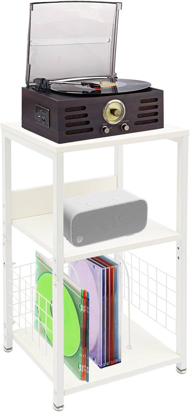 Möbelstück, Vinyl, weiss, 3 Ebenen, Eisen und MDF-Holz, Traglast 45 kg, 2