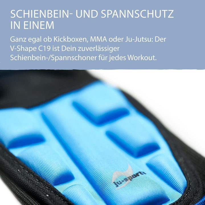 Ju-Sports Spann-/ Schienbeinschoner V-Shape C19 - Baumwolle I Robuster Schienbeinschutz für Kampfspo