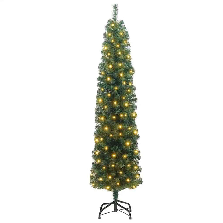 vidaXL Schlanker Weihnachtsbaum mit 300 LEDs Grün 210 cm, Gr&amp;