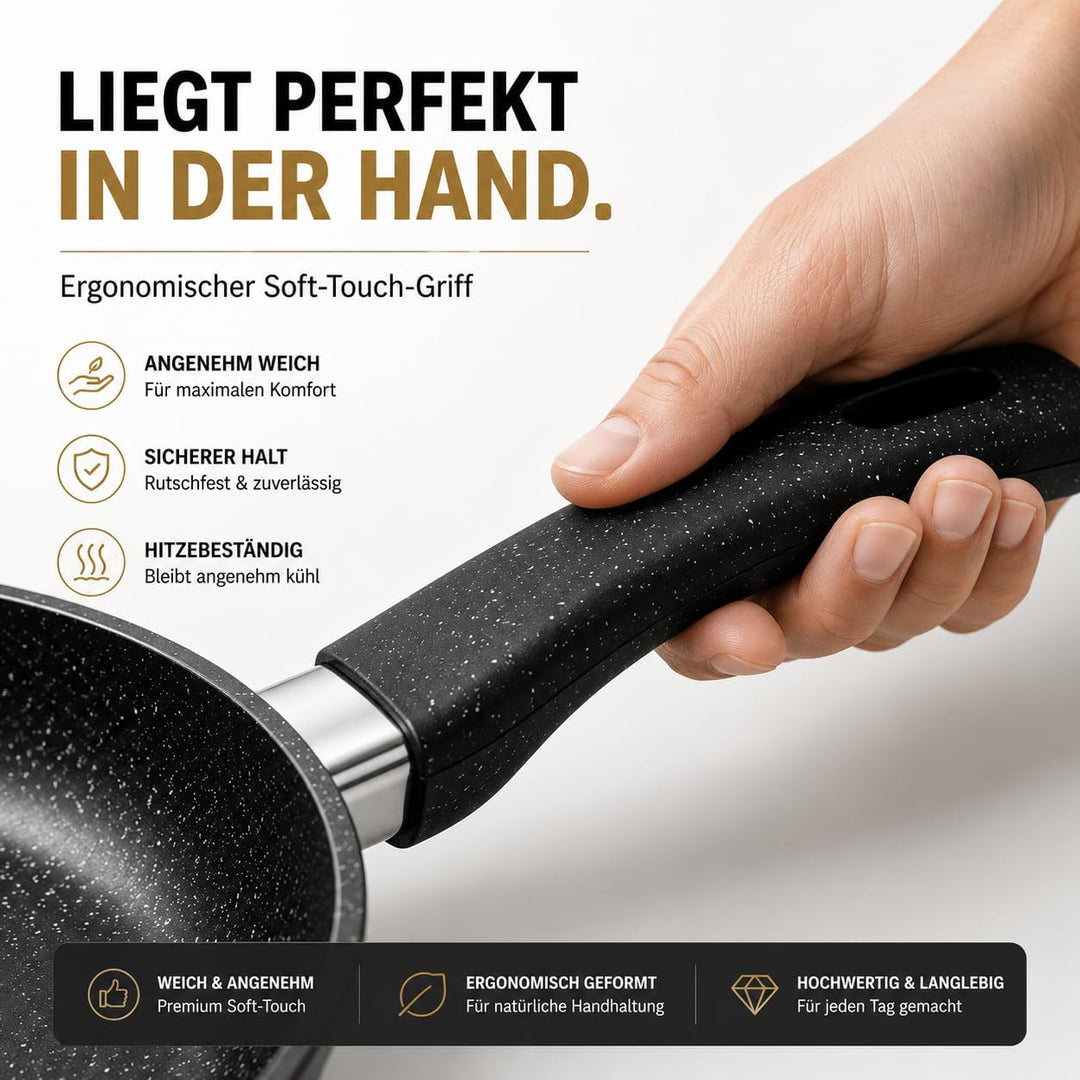 Pfannenset 3-teilig, Schwarz, 20/24/28 cm
