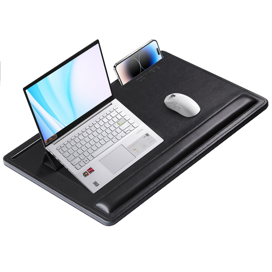 CENNBIE Extragrosser Laptoptisch aus Leder mit Memory-Schaum-Kissen, 60x40 cm, verstellbar für Lapto