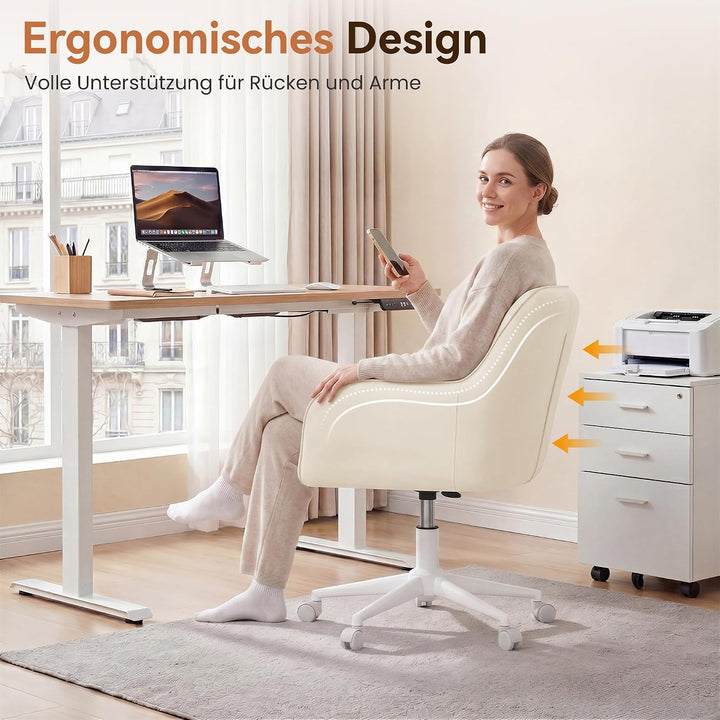 YOUDENOVA Schreibtischstuhl, Drehstuhl mit Rollen, Schminkstuhl Höhenverstellbar, Homeoffice Stuhl,