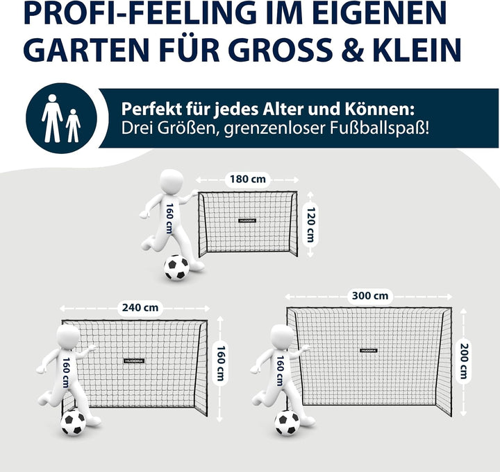 HUDORA Fussballtor TecTo – Outdoor-Tor mit klick-System für schnellen Aufbau – mit extra Netzfixieru