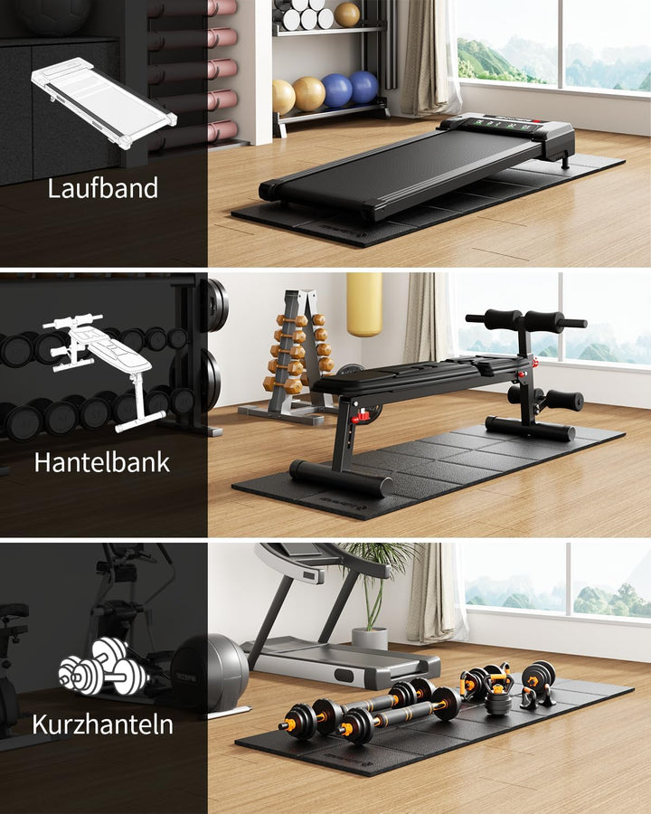 Laufband Matte Schalldämmend 173x61 cm Bodenschutzmatte Laufband, 6 MM Dicke Laufmatte für Heimstudi