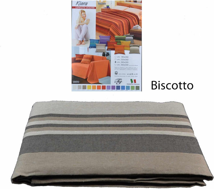 Kiara gestreifte Bettdecken Sofa Handtuchmöbel cm 260x260 - GRIGIO, Grigio