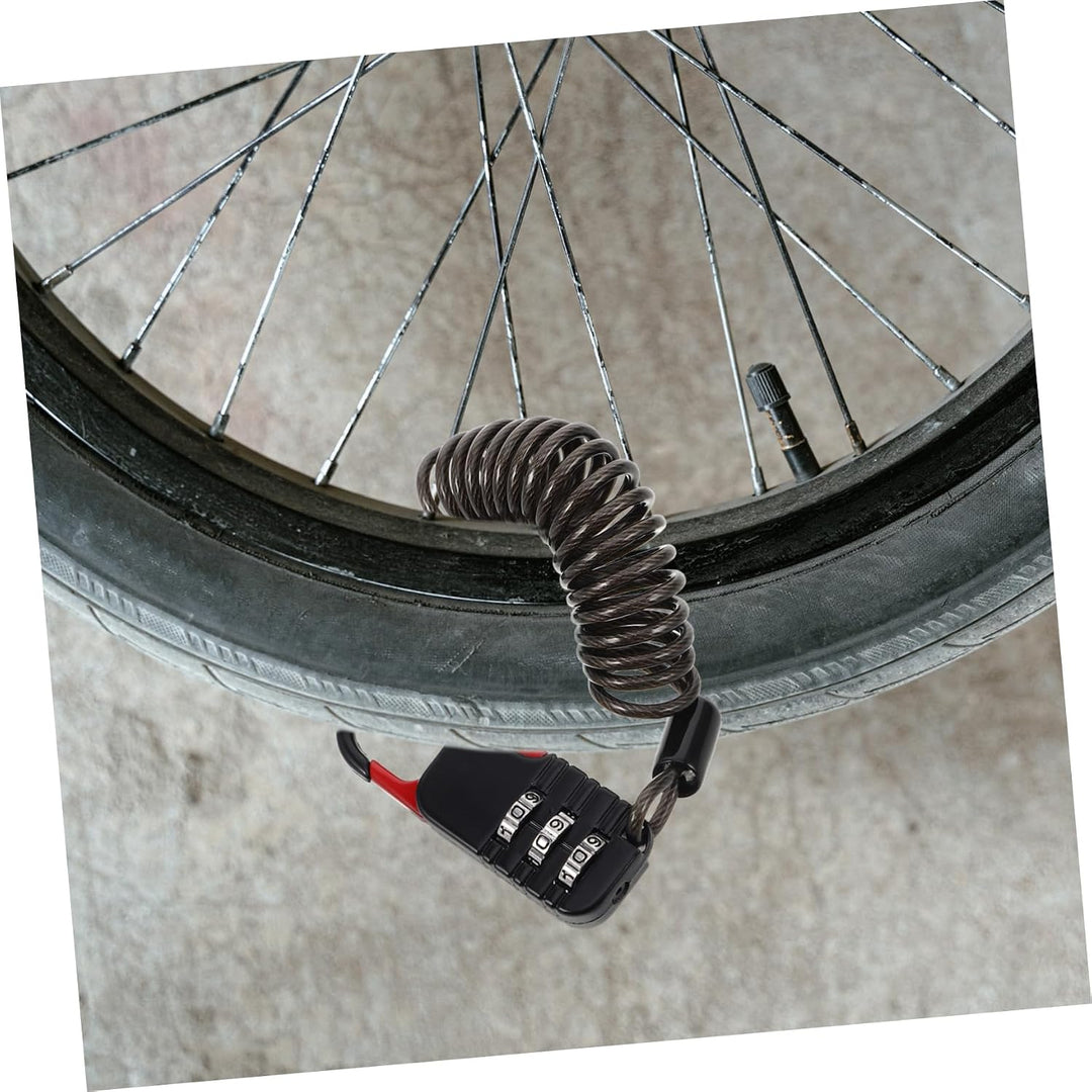 Fahrradschlosskabel 3-stellig, mit Zahlenschloss, Einziehbar, Schwarz