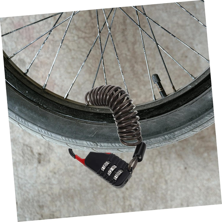 Fahrradschlosskabel 3-stellig, mit Zahlenschloss, Einziehbar, Schwarz