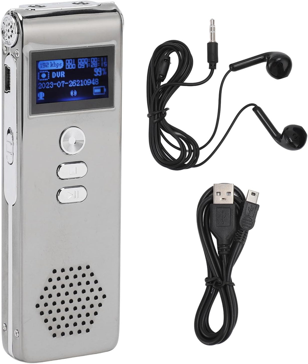 Ejoyous Diktiergerät, 300 MAh, Digitalrekorder, Dual-Mikrofon, 192 KBit/s Bitrate, Einfache Bedienun