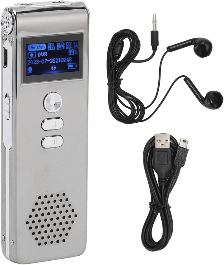 Ejoyous Diktiergerät, 300 MAh, Digitalrekorder, Dual-Mikrofon, 192 KBit/s Bitrate, Einfache Bedienun