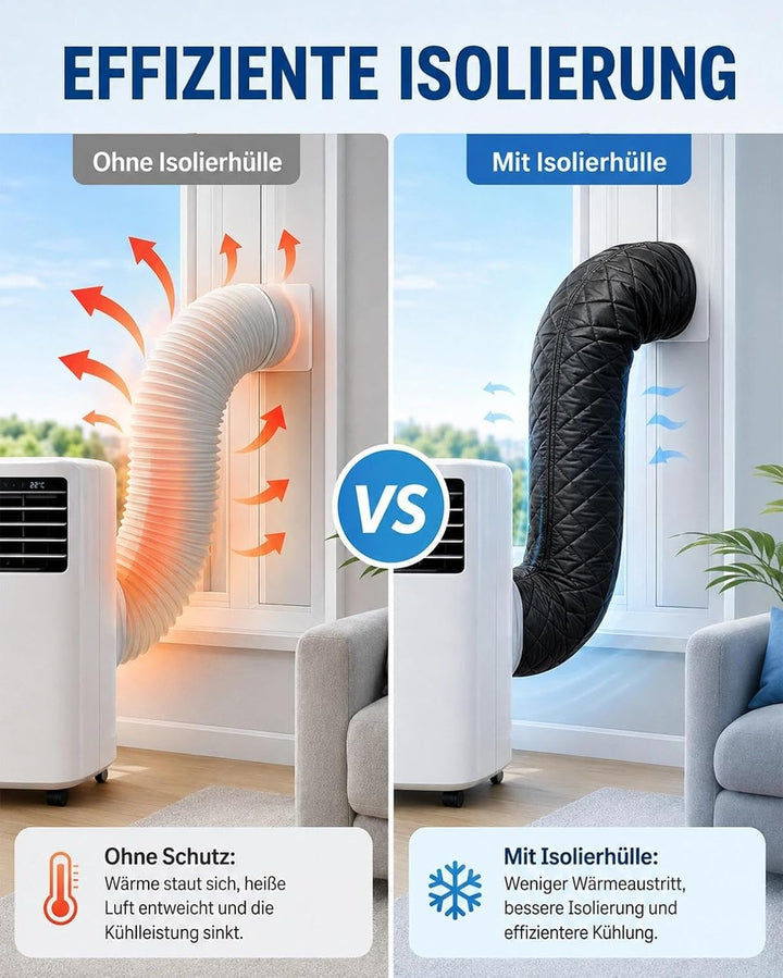 Abluftschlauch Isolierung &amp; abdeckung – für Klimagerät 150cm,Schwarz, Schwarz