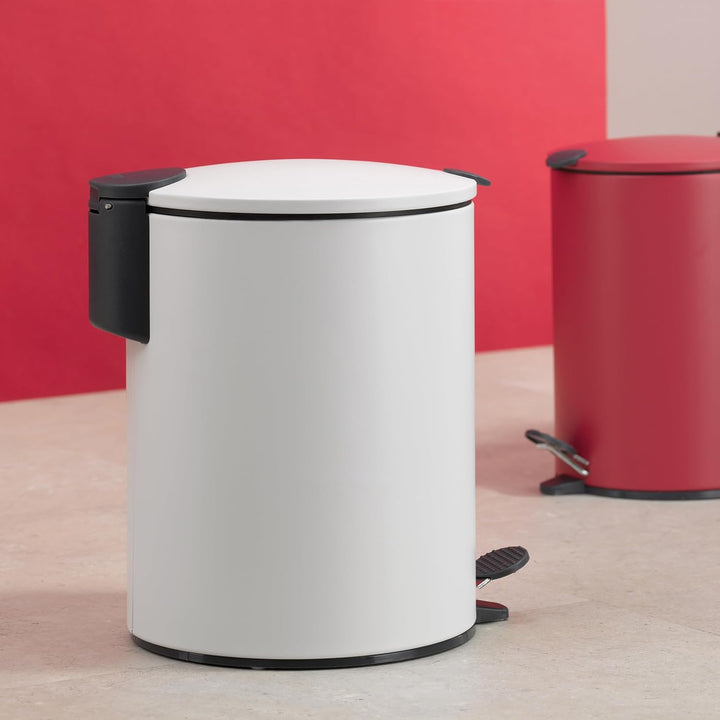 kela Kosmetikeimer Mats, 5 L, Ø 20,5 cm, Metall, weiss, Silent-Close, herausnehmbarer Inneneimer mit