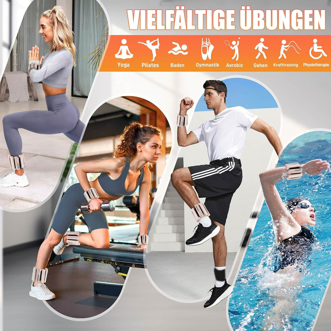 BECOJADDE Gewichtsmanschetten fuss 0.45 KG / 0.9 KG Je Gewichte für Beine und Arme Set 2 Ankle Weigh