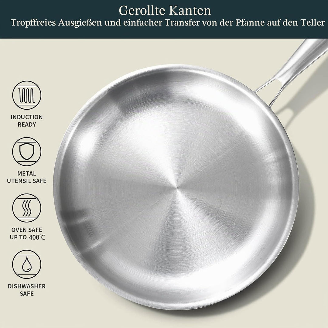 Edelstahlpfanne 20/28/30 cm mit 3 Deckeln