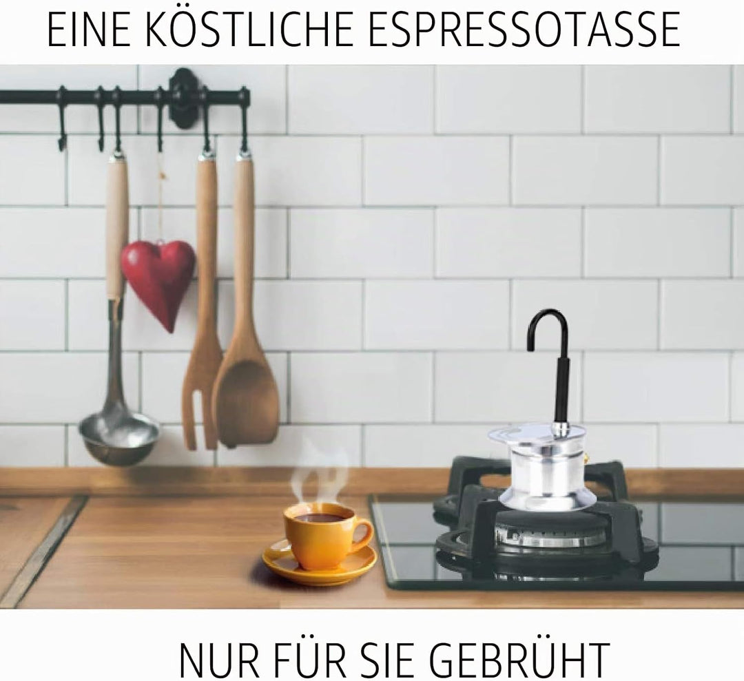Moka Espressokocher 50 ml Edelstahl 1 Tasse Einrohr