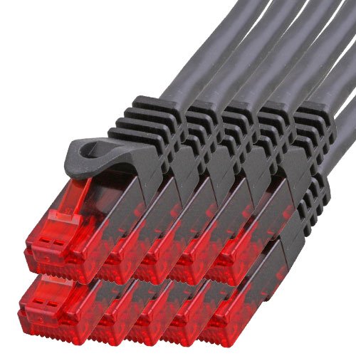 BIGtec - 10 Stück - 30m Gigabit Netzwerkkabel Patchkabel Ethernet LAN DSL Patch Kabel schwarz (2x RJ