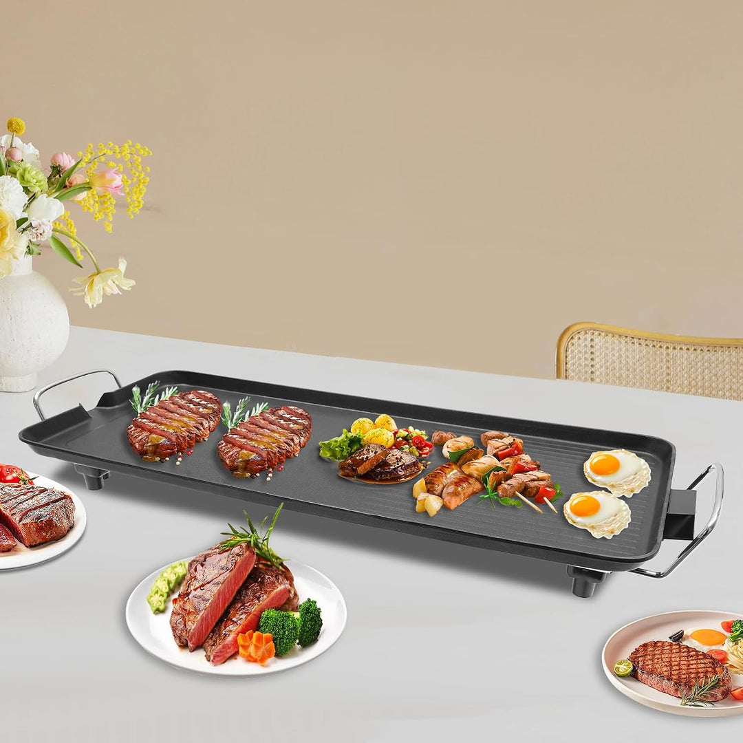 Teppanyaki Tischgrill,1500W Elektrischer Tischgrill,Elektrischer Tischgrill mit Antihaftbeschichtung