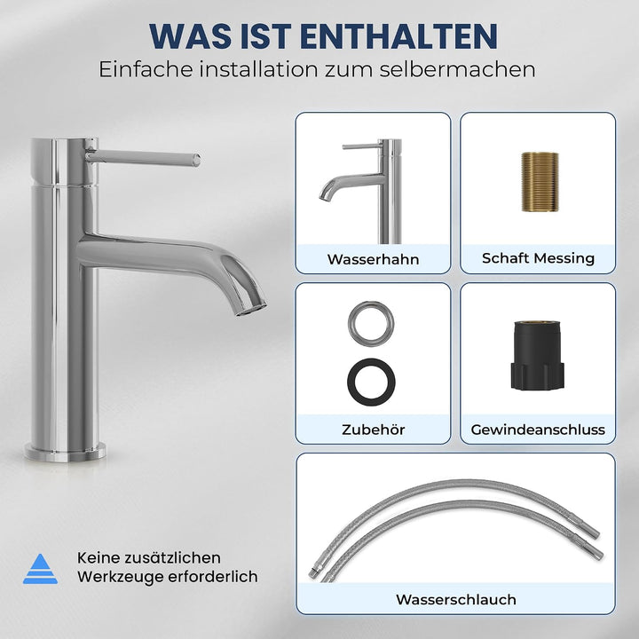 Søvang Wasserhahn Bad – Waschtischarmatur 18,3 cm, Waschbeckenarmatur Chrom, Anti-Fingerprint &amp; Einf