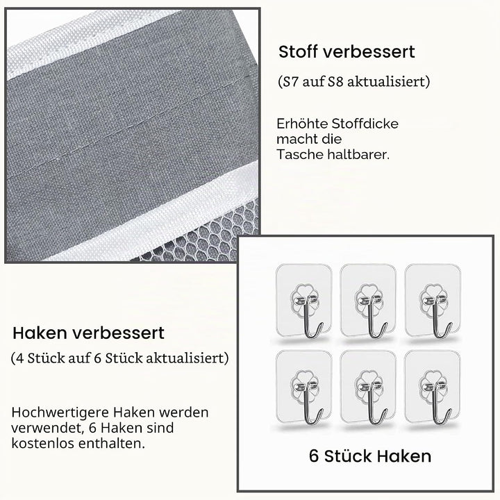 Grosse Wand-Organizer-Tasche mit 3 Taschen, Leinenstoff, Aufbewahrungskörbe mit Taschen, wasserdicht