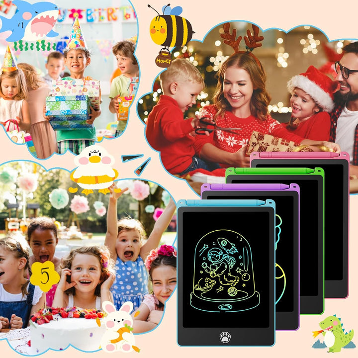 Zaubertafel 8.5 Zoll, 4 Stück LCD Schreibtafel für Kinder, Löschbar Abschliessbar Maltafel, Augensch