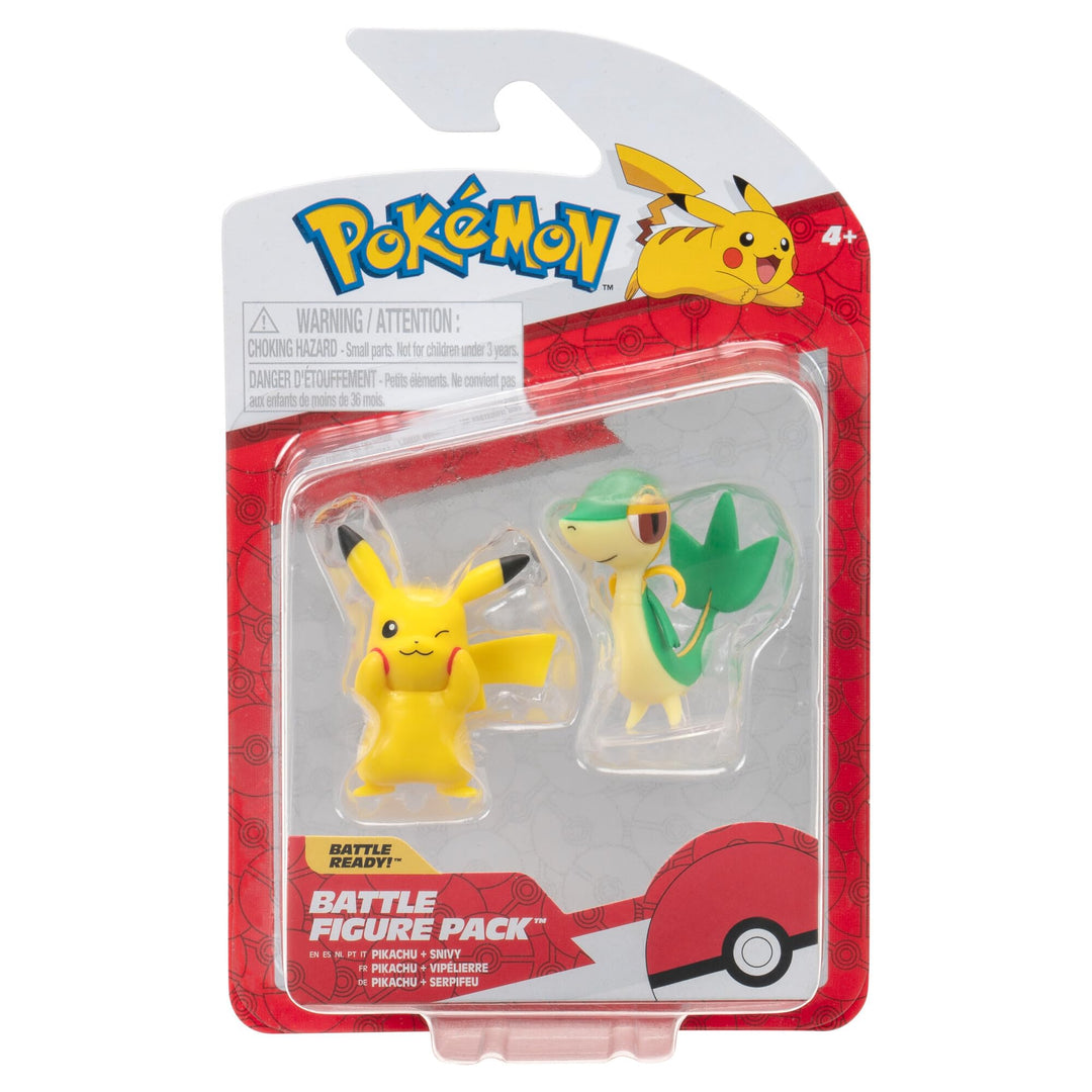 Pokémon PKW4066 - Battle Figure Pack - Pikachu, Serpifeu, offizielle detaillierte Figuren, je 5 cm P