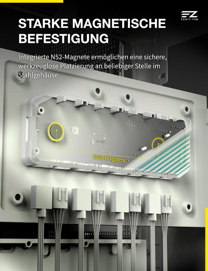 EZDIY-FAB FH01 8-Port ARGB PWM Fan Hub Controller,Duale SATA-Kabel,Weiss, Weiss