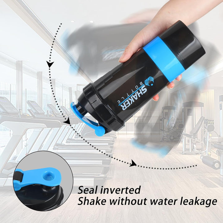 Shaker-Flasche – Protein-Shaker-Becher mit Aufbewahrungsfächern, auslaufsichere Workout-Shake-Flasch