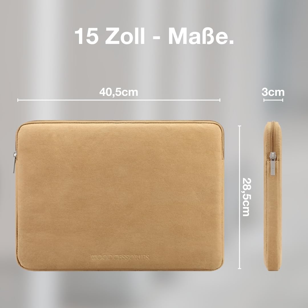 Woodcessories Laptophülle 15-16 Zoll Rundumschutz | Nachhaltige Laptoptasche wasserabweisend, Notebo