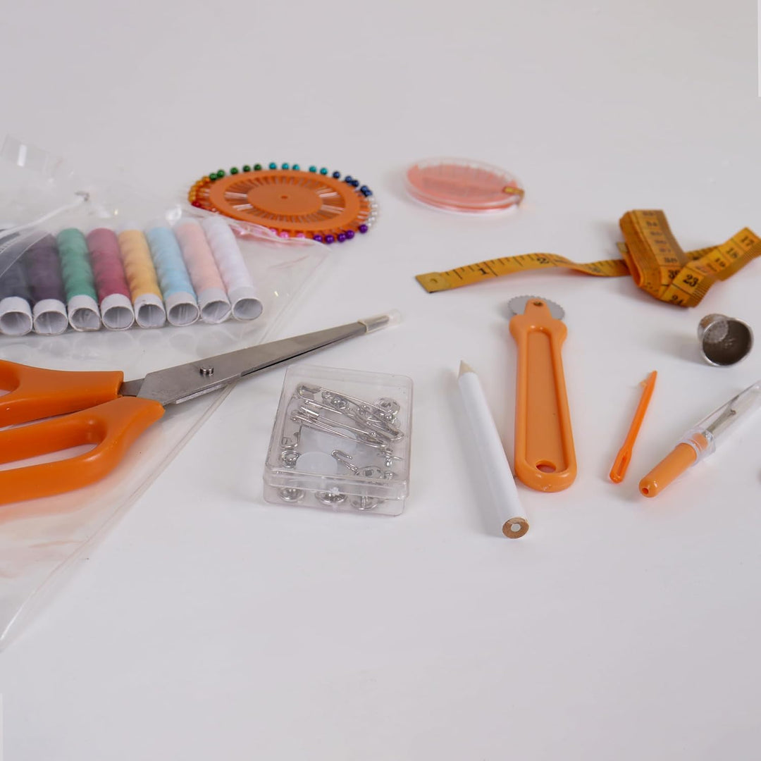 Hobby Gift Nähkästchen Mittel Set mit Griff - Nähkorb aus Baumwolle mit Fächern für Nähzubehör &amp; Wer