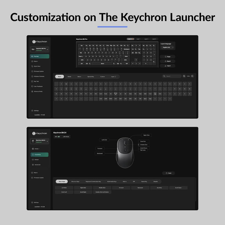 Keychron B6 Pro Wireless Tragbares Tastatur und Maus-Set, 2,4 GHz/Bluetooth 5.2/USB-C, Lange Akkulau