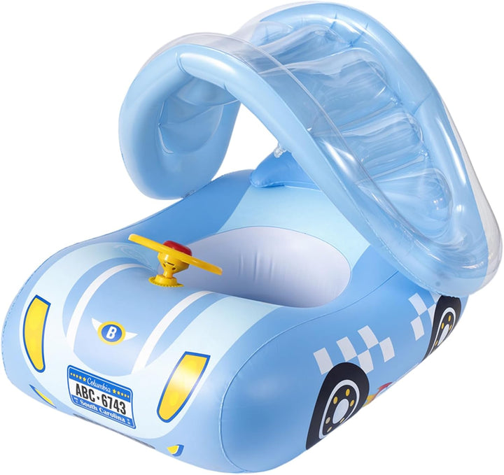 Babyschwimmer mit Baldachin, aufblasbare Autoform mit Sitz und Lenkrad, 1–6 Jahre