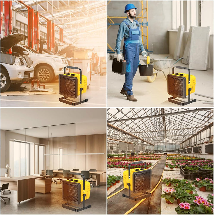 Keramik Heizlüfter 2000 Watt Bauheizer Luftmenge 240 m³/h Elektrisch mit Verstellbarer Winkel für Ga